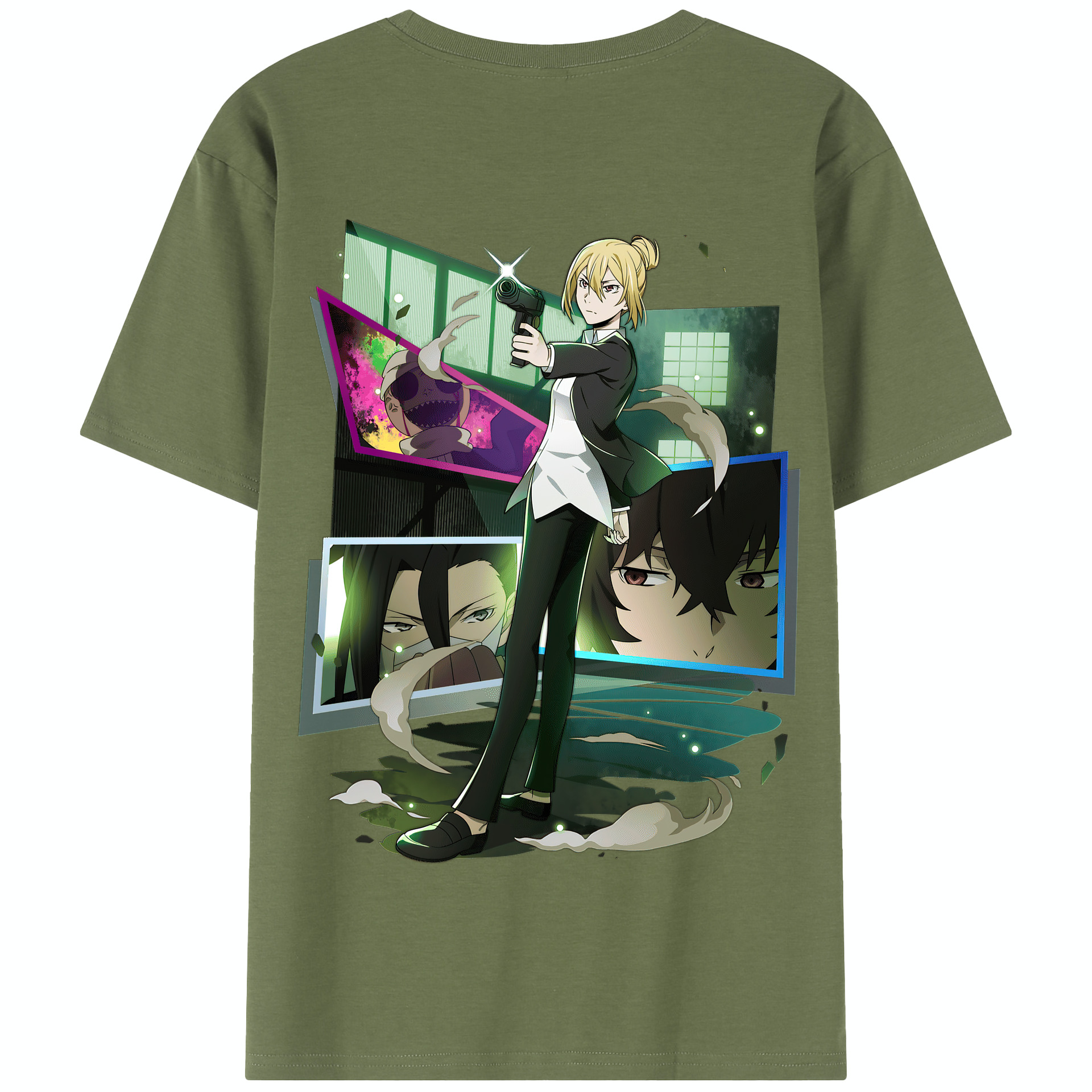 （画像用） 文豪ストレイドッグス Bungo Stray Dogs 綿100％半袖Tシャツ（背面プリント）